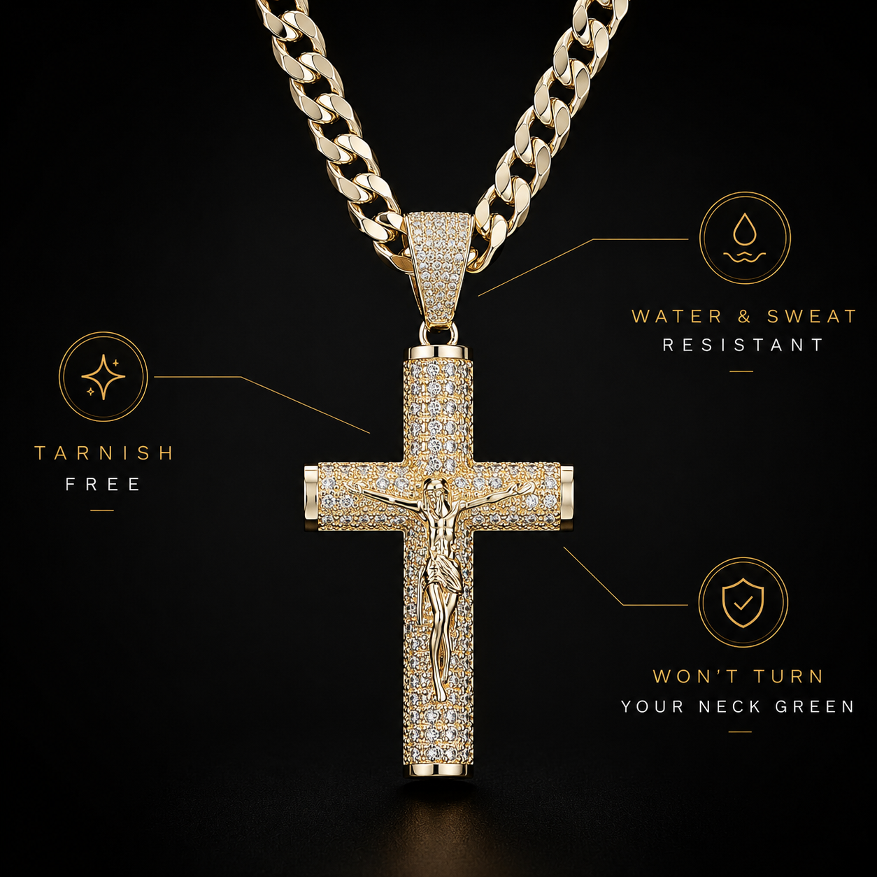Saint 14k Gold-Plated Cross Chain